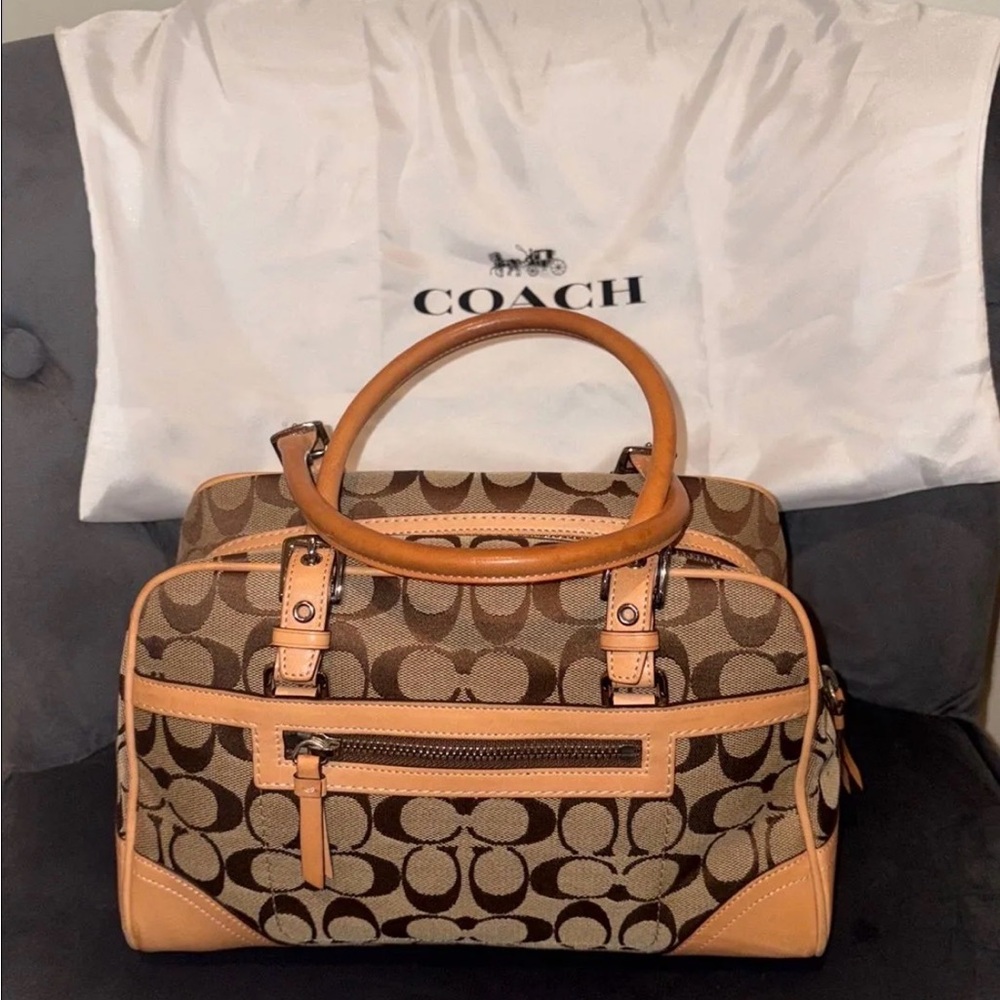 Coach Signature Brown and Tan Satchel